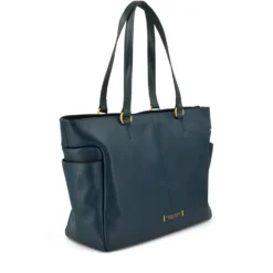 Shopping Bag Donna THE BRIDGE linea Letizia in Pelle Blu Pavone