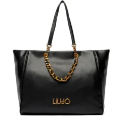 Shopping Bag Large Donna LIU JO Nera con Catena Decorativa