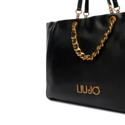 Shopping Bag Large Donna LIU JO Nera con Catena Decorativa
