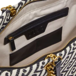Shopping Bag Large Donna LIU JO in Tessuto Jacquard Bianco e Nero con Logo Monogram