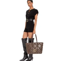 Shopping Bag Large LOVE MOSCHINO linea Embossed Trapuntata Nera