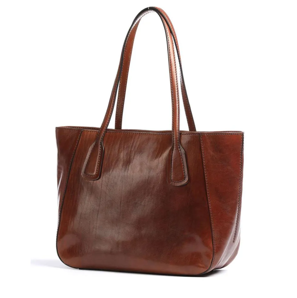 Shopping Bag Large THE BRIDGE linea Maddalena in Pelle Marrone