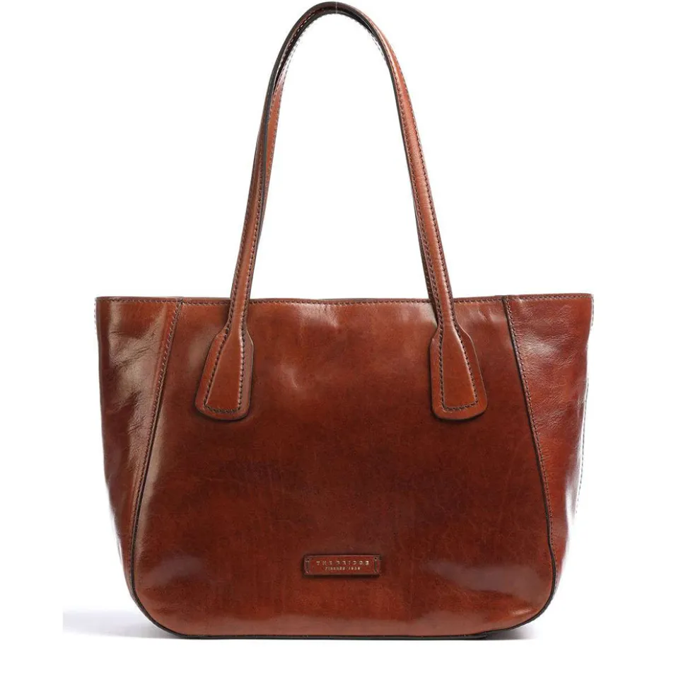 Shopping Bag Large THE BRIDGE linea Maddalena in Pelle Marrone