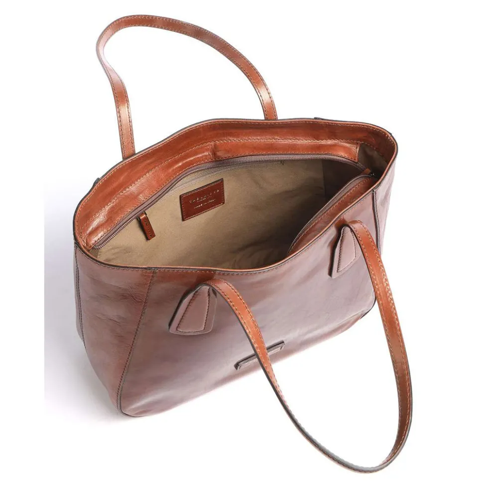 Shopping Bag Large THE BRIDGE linea Maddalena in Pelle Marrone