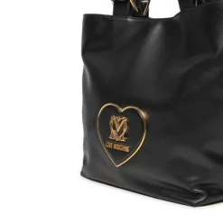 Shopping Bag LOVE MOSCHINO linea Heart Plaque Nera con Logo