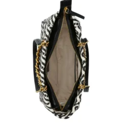 Shopping Bag Media Donna LIU JO in Tessuto Jacquard Bianco e Nero con Logo Monogram