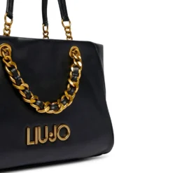 Shopping Bag Media Donna LIU JO Nera con Catena Decorativa