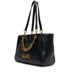 Shopping Bag Media Donna LIU JO Nera con Catena Decorativa