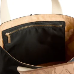 Shopping Bag Reversibile 1A Classe Alviero Martini linea Dual Bag in Tessuto Nero e Geo Classic LF57