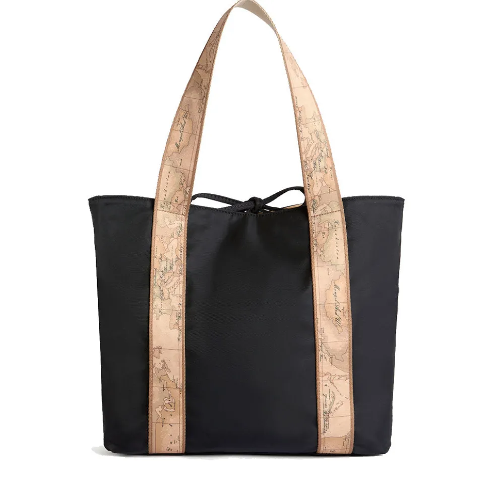 Shopping Bag Reversibile 1A Classe Alviero Martini linea Dual Bag in Tessuto Nero e Geo Classic LF57