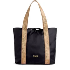Shopping Bag Reversibile 1A Classe Alviero Martini linea Dual Bag in Tessuto Nero e Geo Classic LF57