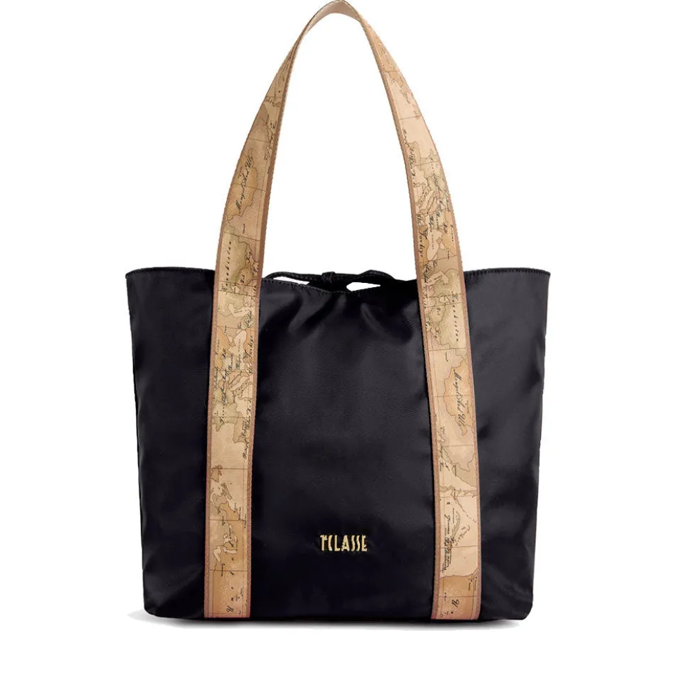 Shopping Bag Reversibile 1A Classe Alviero Martini linea Dual Bag in Tessuto Nero e Geo Classic LF57