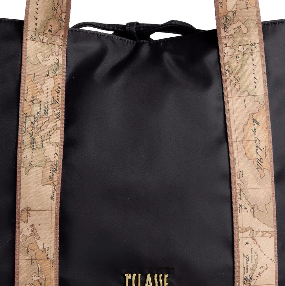 Shopping Bag Reversibile 1A Classe Alviero Martini linea Dual Bag in Tessuto Nero e Geo Classic LF57