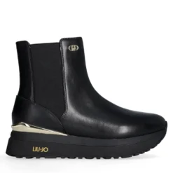 Sneakers Alte Donna LIU JO Maxi Wonder 95 in Tessuto Stretch e Suede Nero