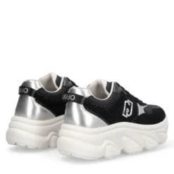Sneakers Chuncky Donna LIU JO Steffy 01 in Suede e Nylon Nero con Inserti Metallizzati