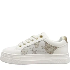 Sneakers Donna 1A Classe Alviero Martini in Eco Nappa Bianca e Geo Safari 2415