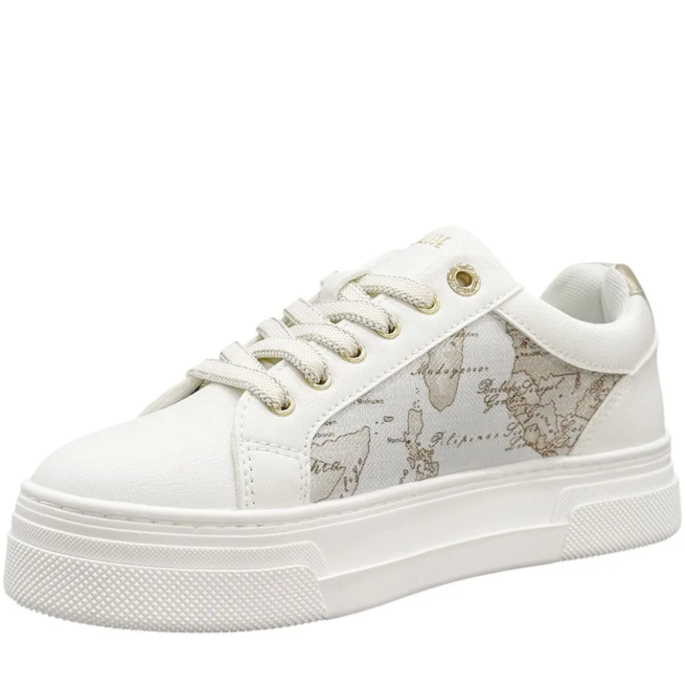Sneakers Donna 1A Classe Alviero Martini in Eco Nappa Bianca e Geo Safari 2415