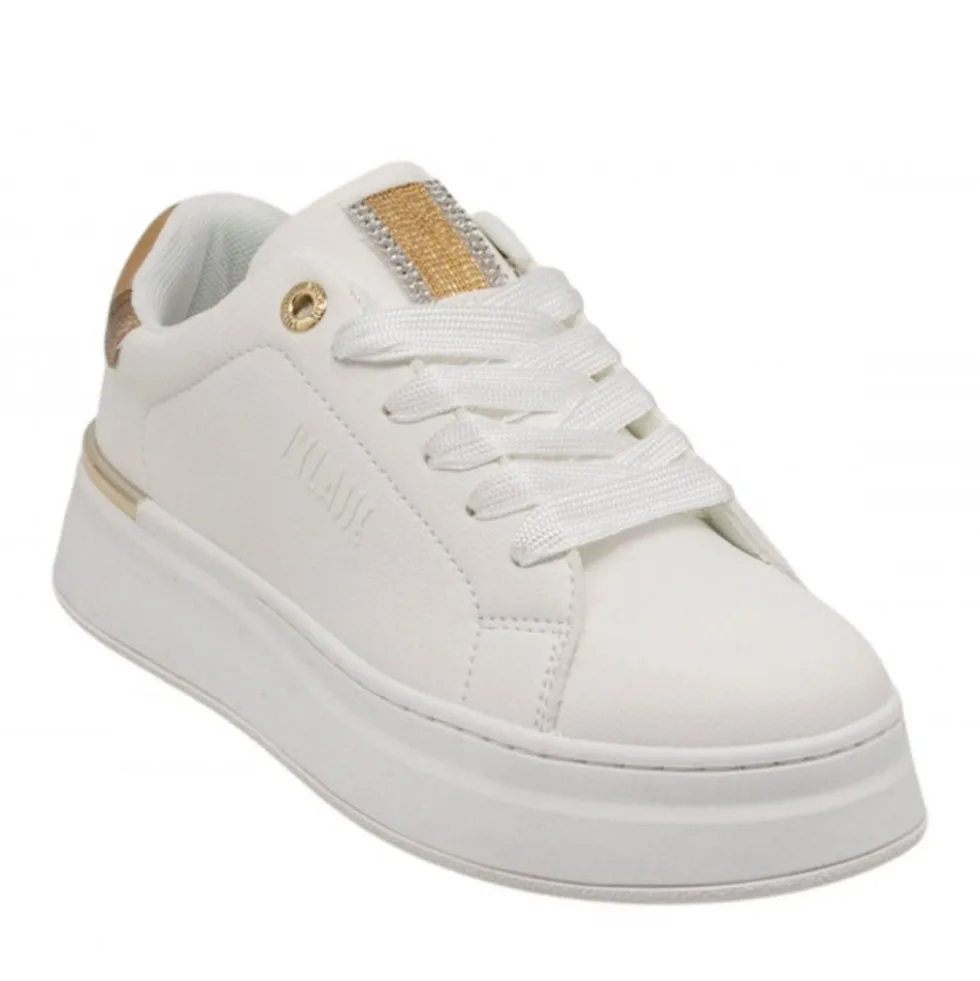 Sneakers Donna 1A Classe Alviero Martini in Eco Nappa Bianca e Inserto Geo Classic 2419