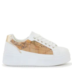 Sneakers Donna 1A Classe Alviero Martini in Eco Nappa Bianca e Inserti Geo Classic 1468