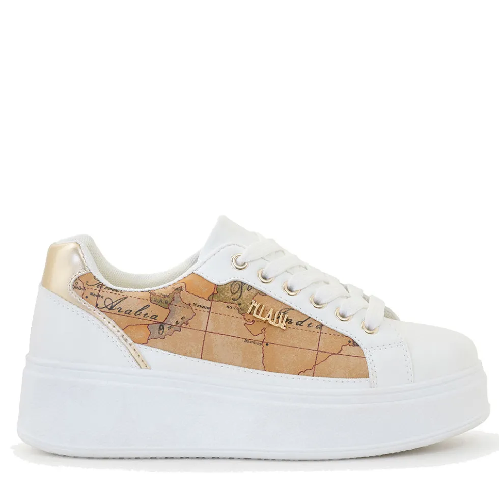 Sneakers Donna 1A Classe Alviero Martini in Eco Nappa Bianca e Inserti Geo Classic 1468