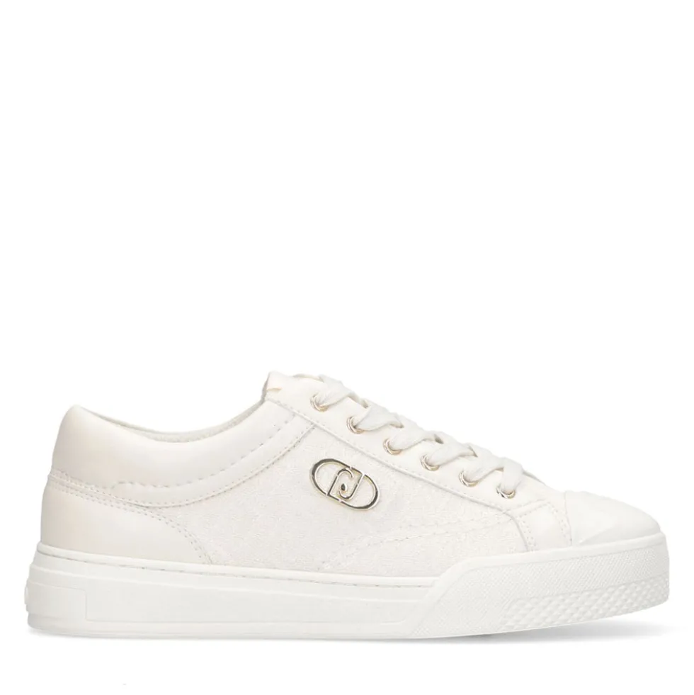 Sneakers Donna LIU JO Benson 01 in Tessuto color Latte con Logo Monogram