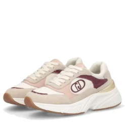 Sneakers Donna LIU JO LJ01 01 in Suede e Nylon colore Rope Milk e Cremisi
