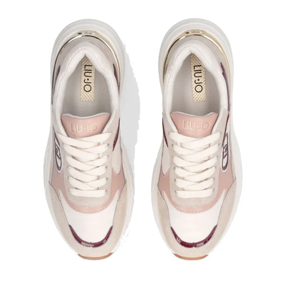 Sneakers Donna LIU JO LJ01 01 in Suede e Nylon colore Rope Milk e Cremisi