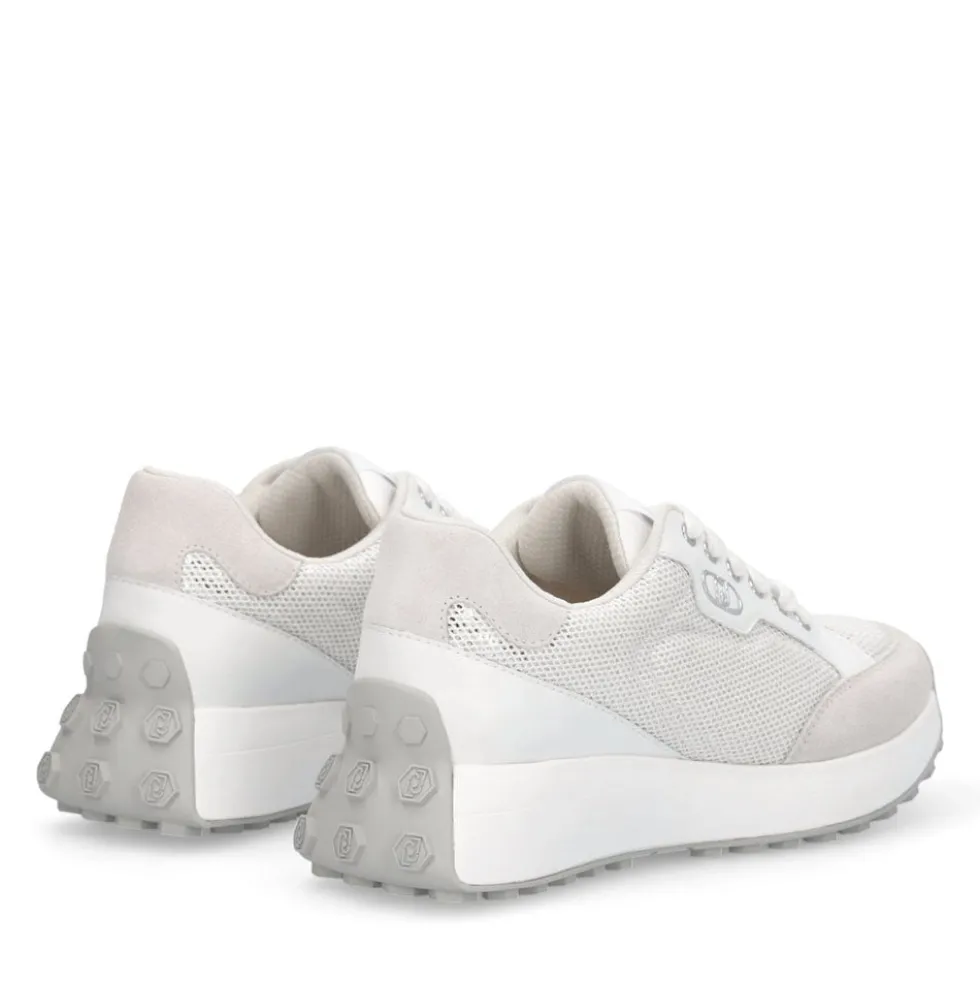 Sneakers Donna LIU JO Lolo 20 in Mesh Suede e Paillettes Bianco