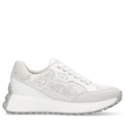 Sneakers Donna LIU JO Lolo 20 in Mesh Suede e Paillettes Bianco