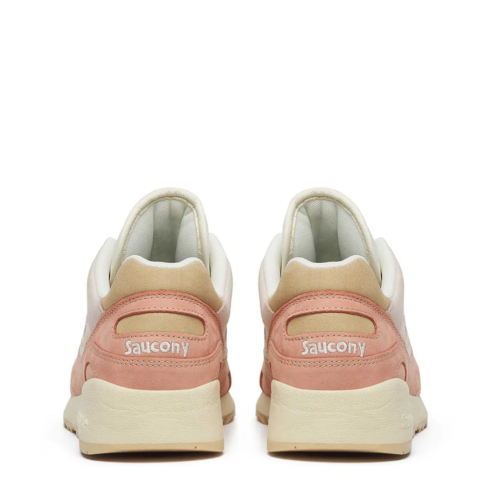Sneakers Donna SAUCONY Shadow 6000 in Pelle e Tessuto Colore Off White - Peach