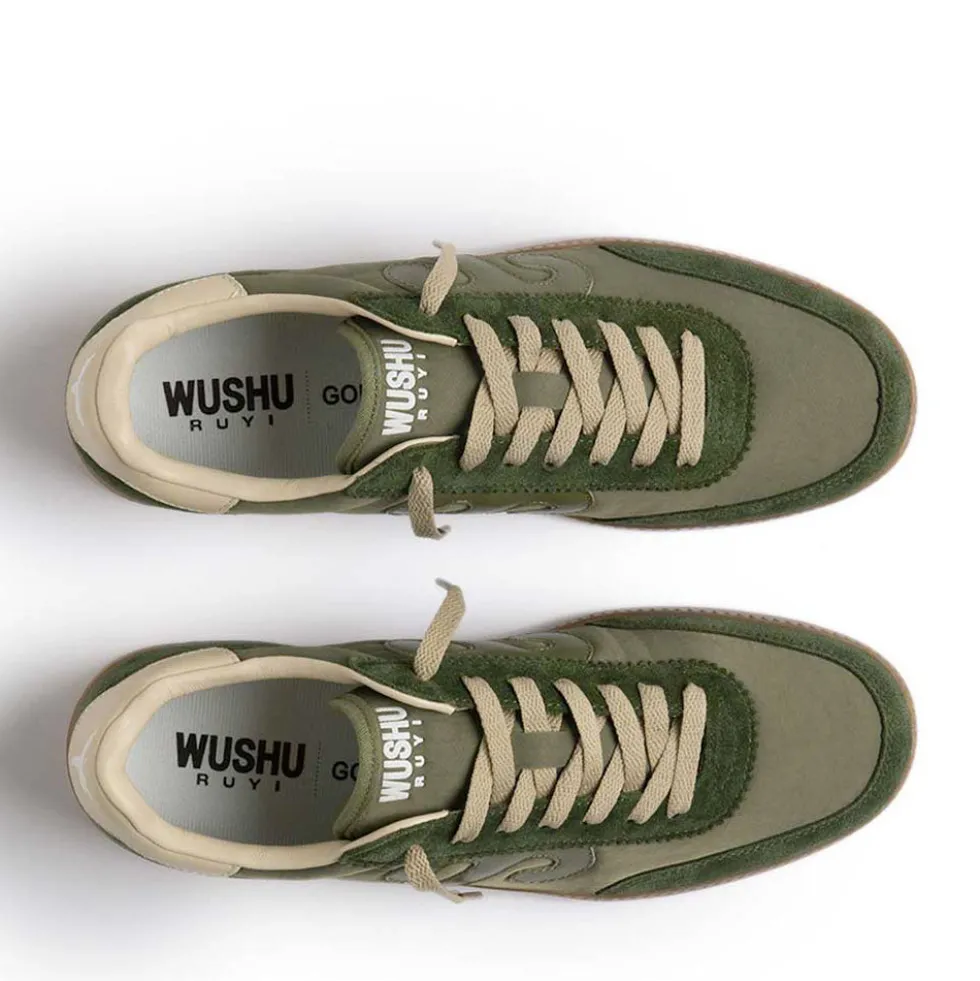 Sneakers Donna WUSHU RUYI Gong 115 in Suede e Nylon Olive Green