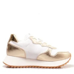 Sneakers Donna W6YZ Jet-W. in Tessuto Tecnico e Inserti Metallizzati Platinum White