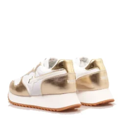 Sneakers Donna W6YZ Jet-W. in Tessuto Tecnico e Inserti Metallizzati Platinum White