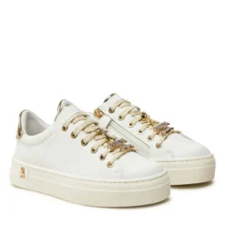 Sneakers PATRIZIA PEPE Girl linea Fly Sneakers in Pelle Bianca con Applicazioni Gioiello