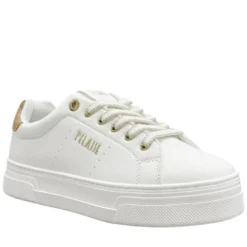 Sneakers Platform 1A Classe Alviero Martini in Eco Nappa Bianca con Dettaglio Geo Beige 2412