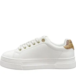 Sneakers Platform 1A Classe Alviero Martini in Eco Nappa Bianca con Dettaglio Geo Beige 2412