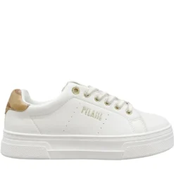 Sneakers Platform 1A Classe Alviero Martini in Eco Nappa Bianca con Dettaglio Geo Beige 2412