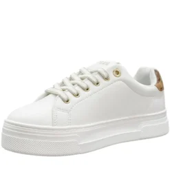 Sneakers Platform 1A Classe Alviero Martini in Eco Nappa Bianca con Dettaglio Geo Beige 2412