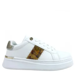 Sneakers Platform 1A Classe Alviero Martini Bianche e Geo Beige con Strass 2422
