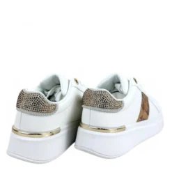 Sneakers Platform 1A Classe Alviero Martini Bianche e Geo Beige con Strass 2422