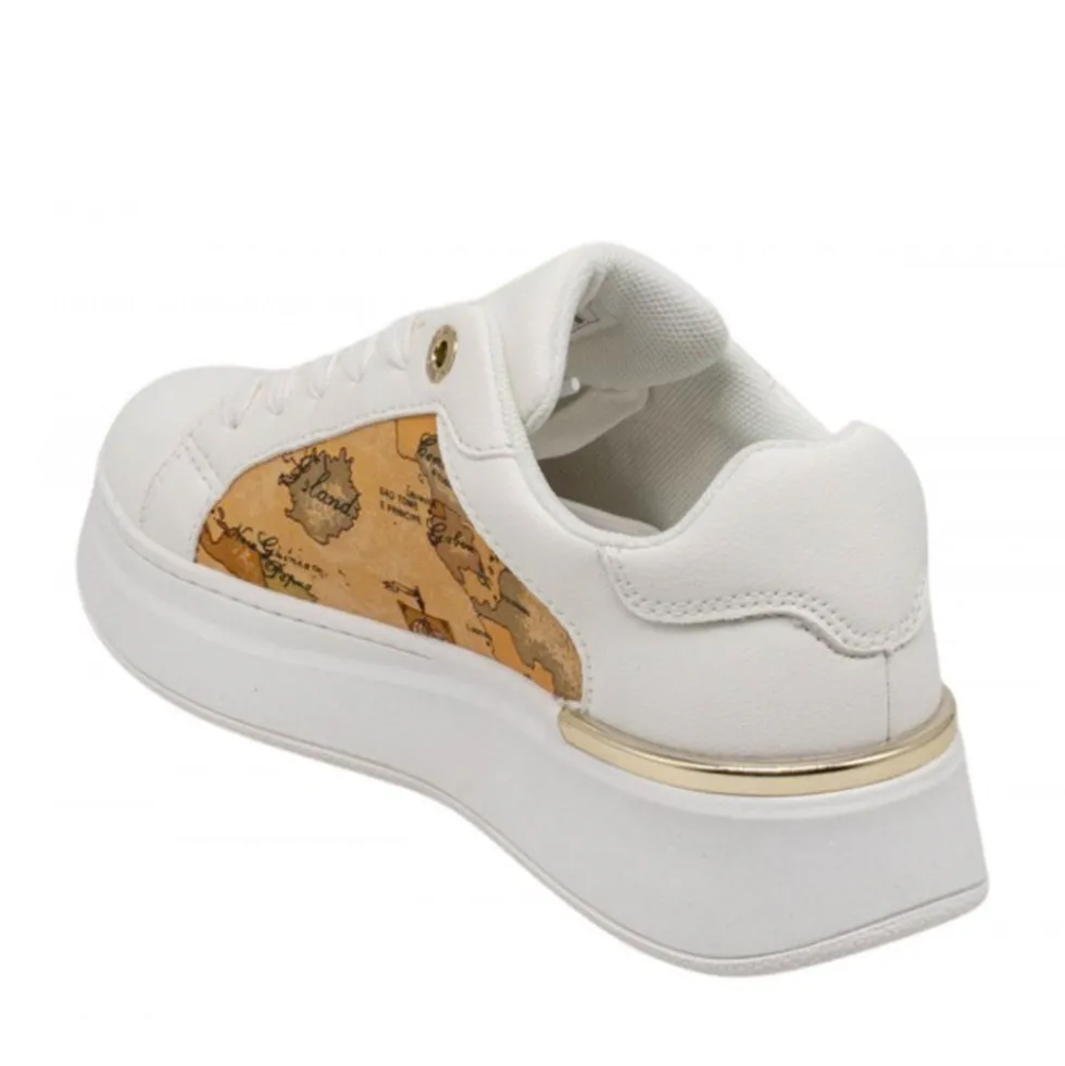 Sneakers Platform 1A Classe Alviero Martini Bianche e Geo Beige con Strass 2424