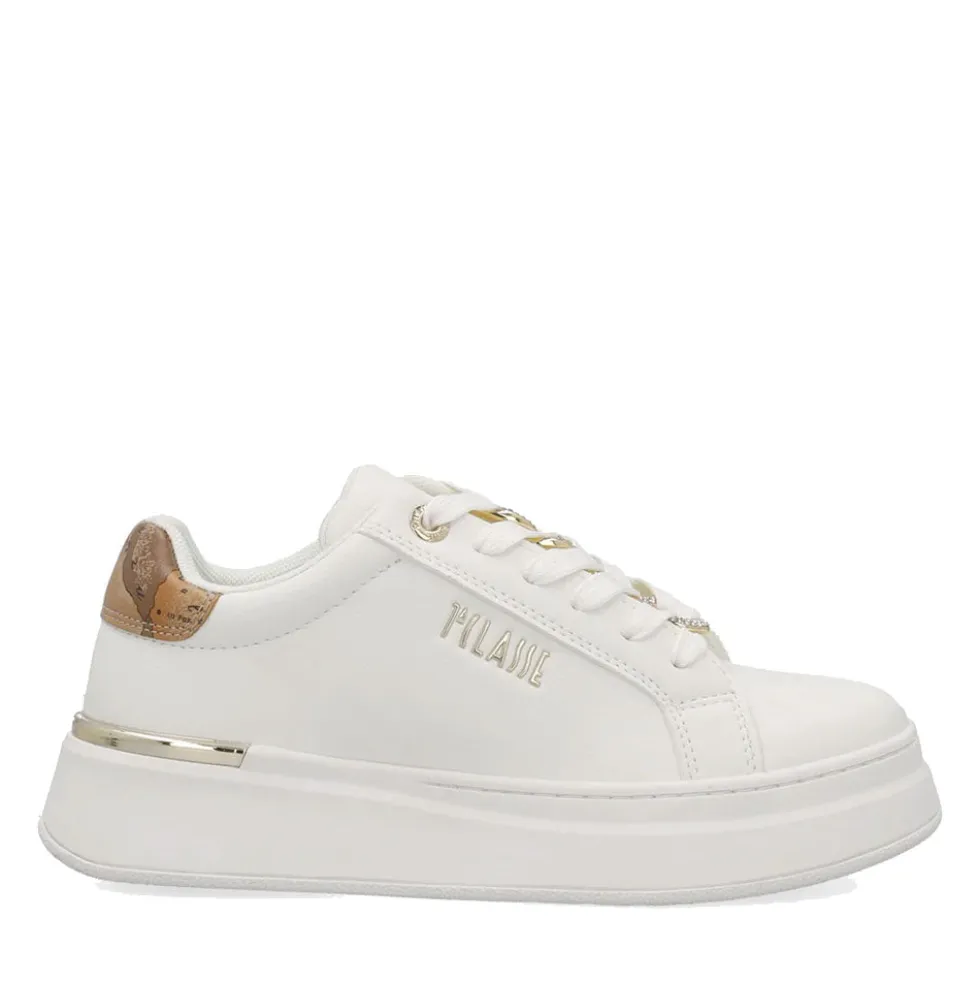 Sneakers Platform 1A Classe Alviero Martini Bianche con Inserto Geo Beige 2427
