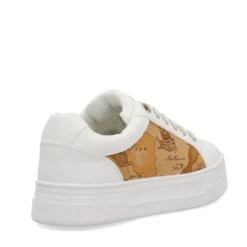 Sneakers Platform 1A Classe Alviero Martini Bianche con Inserti in Tessuto Geo Beige 2416