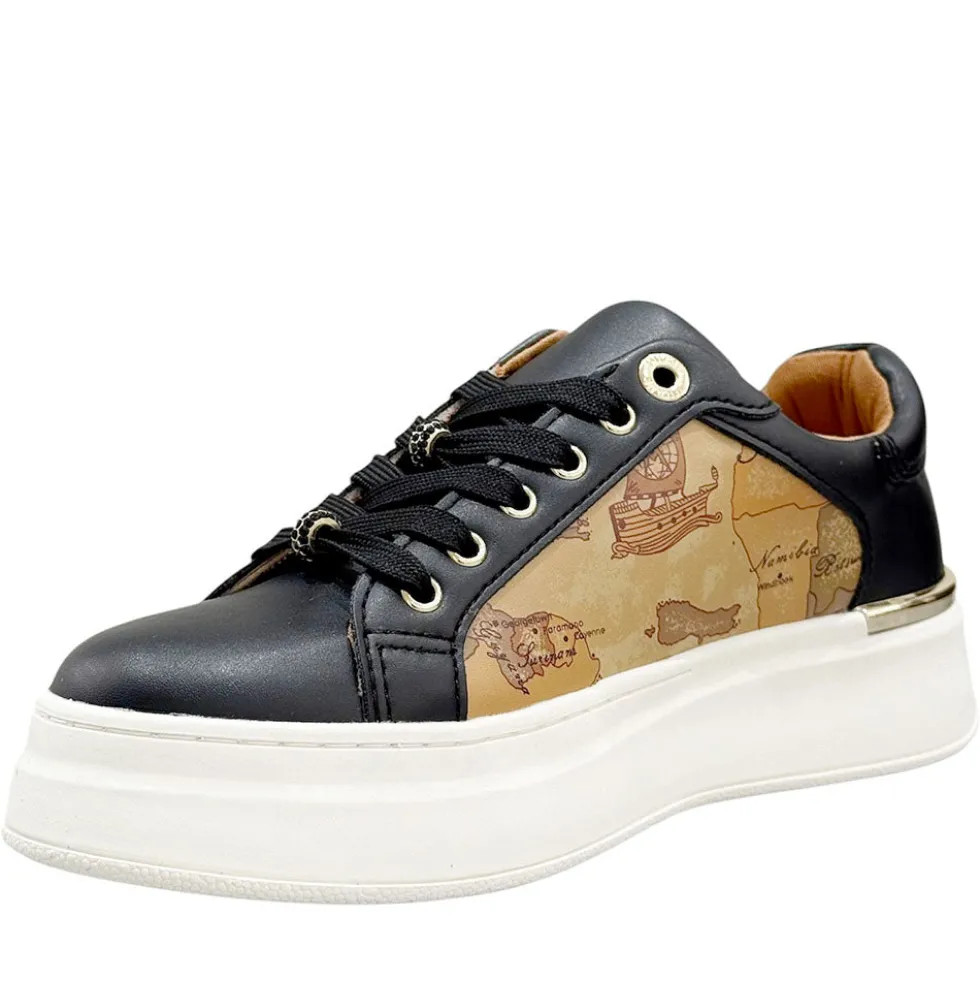 Sneakers Platform 1A Classe Alviero Martini Nere con Inserti Geo Beige 2261