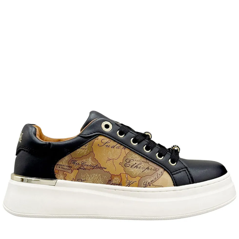 Sneakers Platform 1A Classe Alviero Martini Nere con Inserti Geo Beige 2261