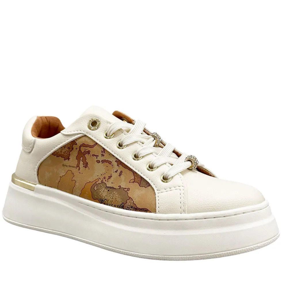 Sneakers Platform 1A Classe Alviero Martini Bianco Sporco con Inserti Geo Beige 2261