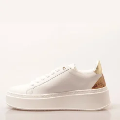 Sneakers Platform 1A Classe Alviero Martini linea Geo Mirage in Tessuto Gommato Bianco 1203
