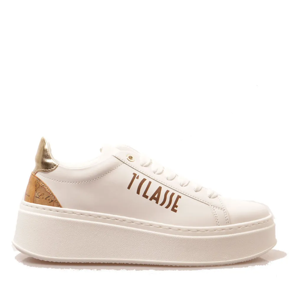 Sneakers Platform 1A Classe Alviero Martini linea Geo Mirage in Tessuto Gommato Bianco 1203