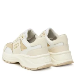 Sneakers Platform Donna LIU JO Eva 02 in Pelle e Glitter White Milk