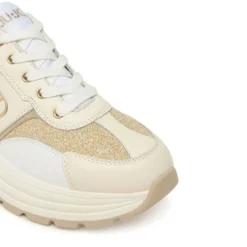 Sneakers Platform Donna LIU JO Eva 02 in Pelle e Glitter White Milk
